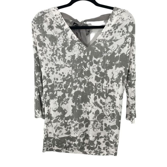 Anthropologie Women's Botanical Cowl Neck Tie Back Cut-Out Blouse Top Gray Small - Picture 1 of 6